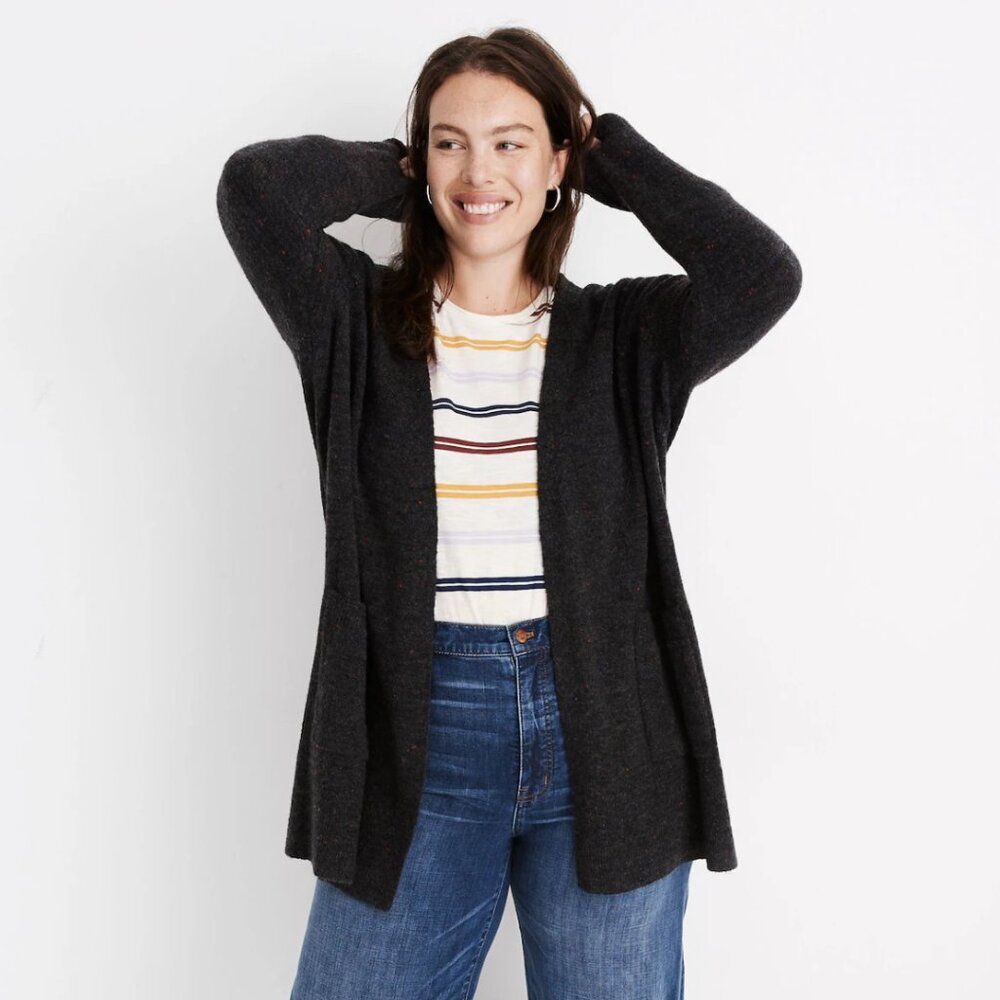 Madewell Donegal Kent Cardigan Sweater in Coziest Yarn Donegal Coal NWT Large